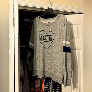 Old Navy ALL IN Gray Heart Sweatshirt Top